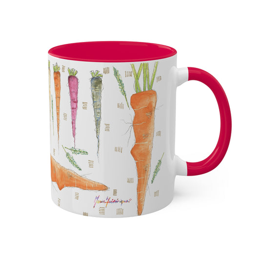 Rainbow Carrot - Colorful Mugs, 11oz in 5 colors by Artist Marie Frederique