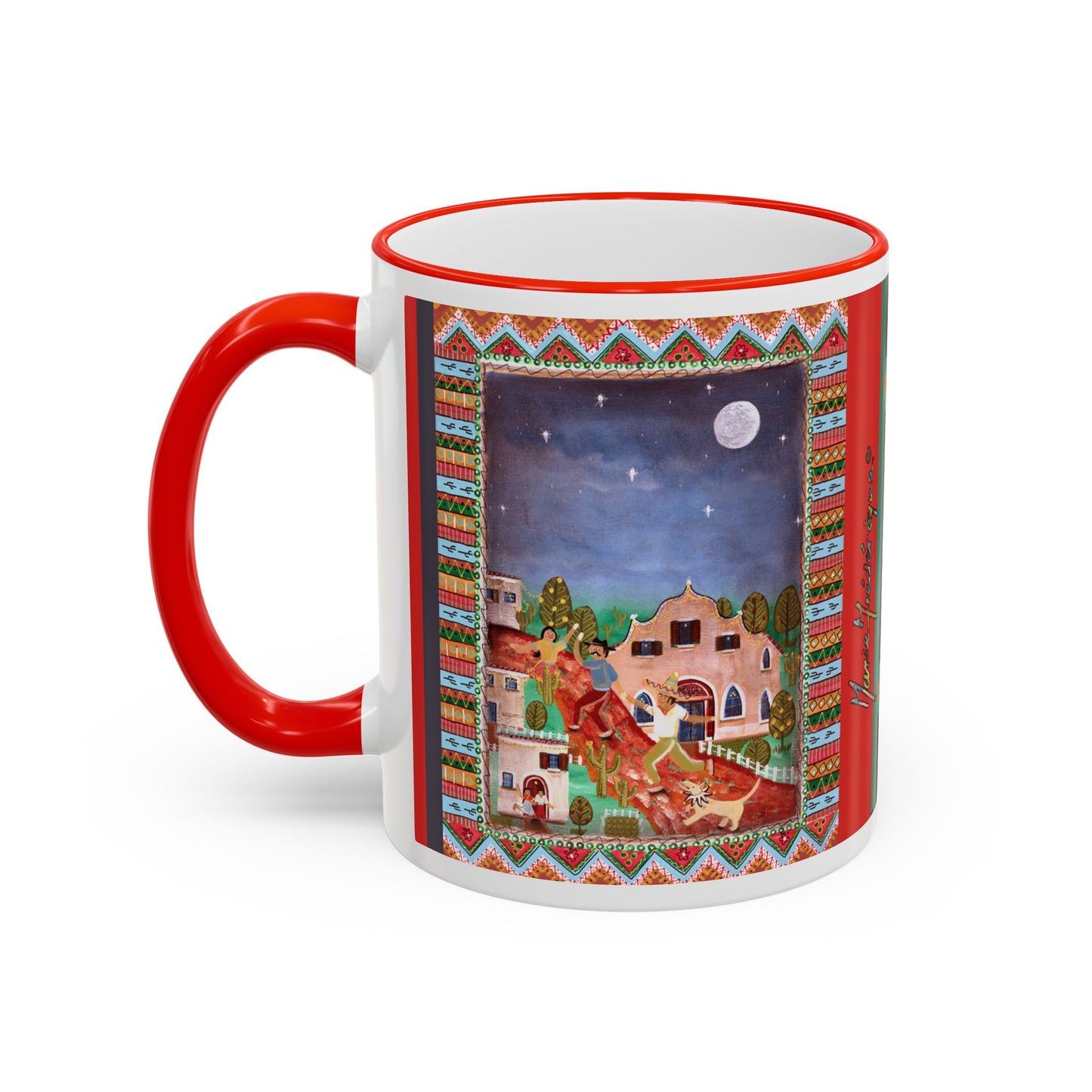 Colorful Southwestern Desert Illustration — 11oz/15oz Ceramic Coffee Cup by artist Marie Frederique