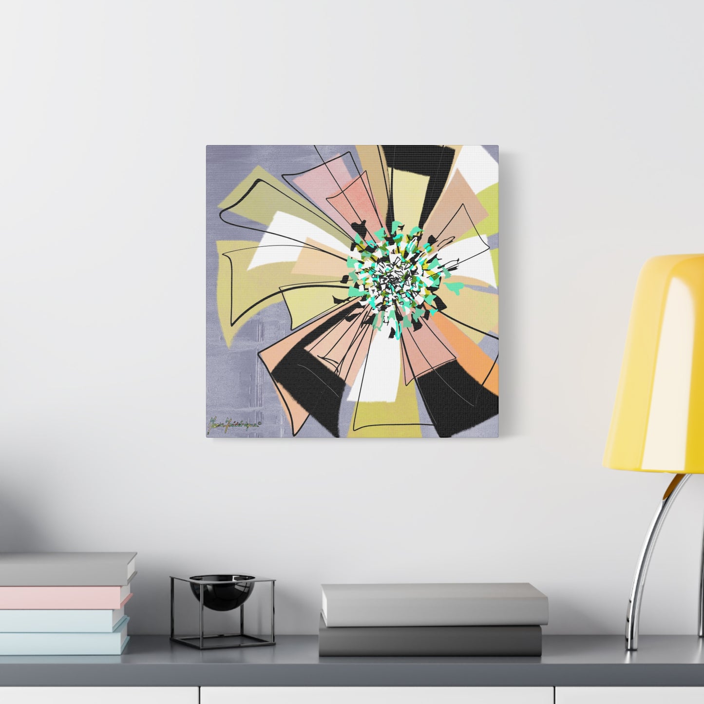 Abstract Floral Pinwheel Canvas Art Print by artist Marie Frederique