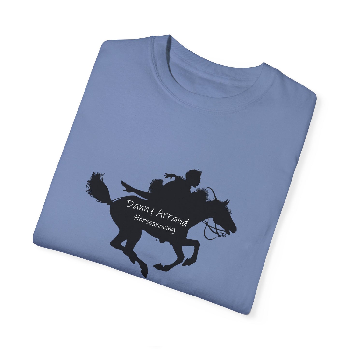 Equestrian Adventure, Runaway couple on a pony - Unisex Garment-Dyed T-Shirt - USA Flag Danny Arrand