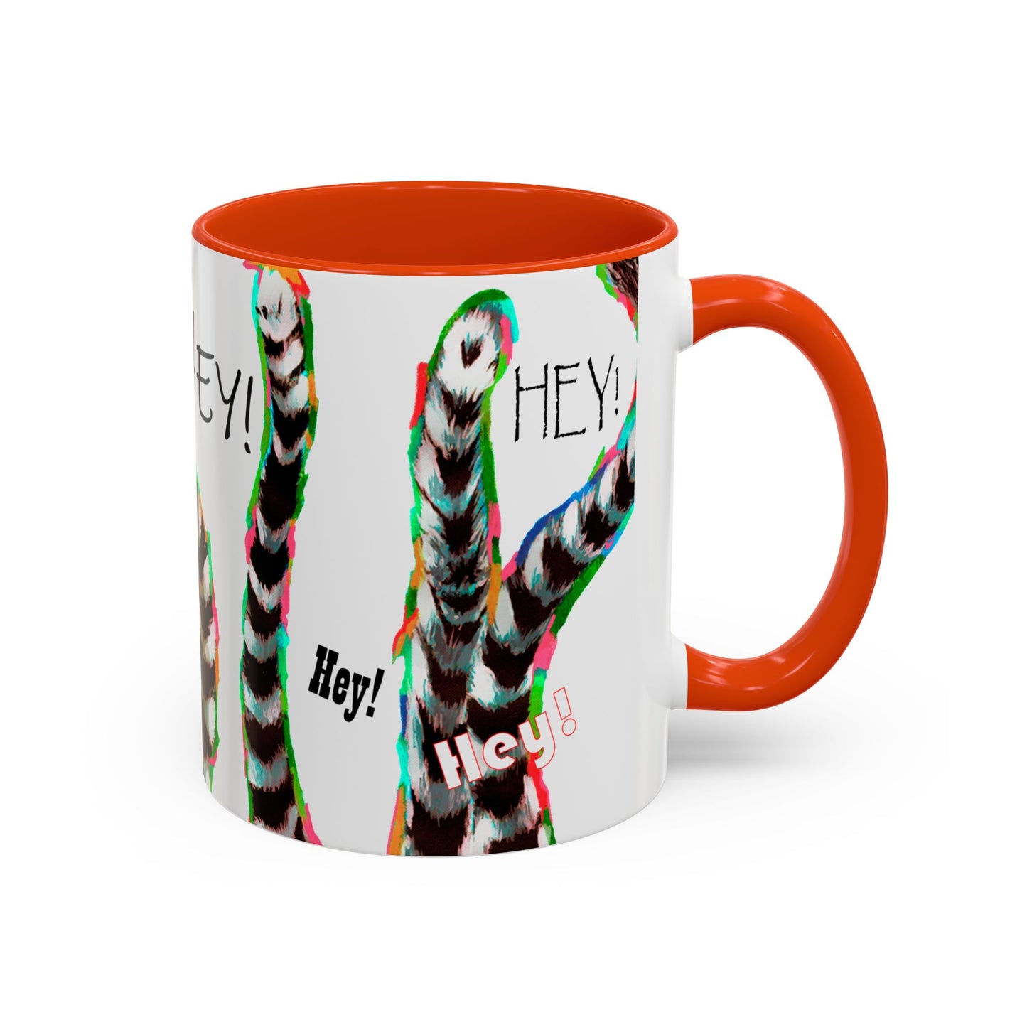 Lemurs from Madagascar scrambling to say "Hey!" - Colorful Mug by Artist Marie Frederique