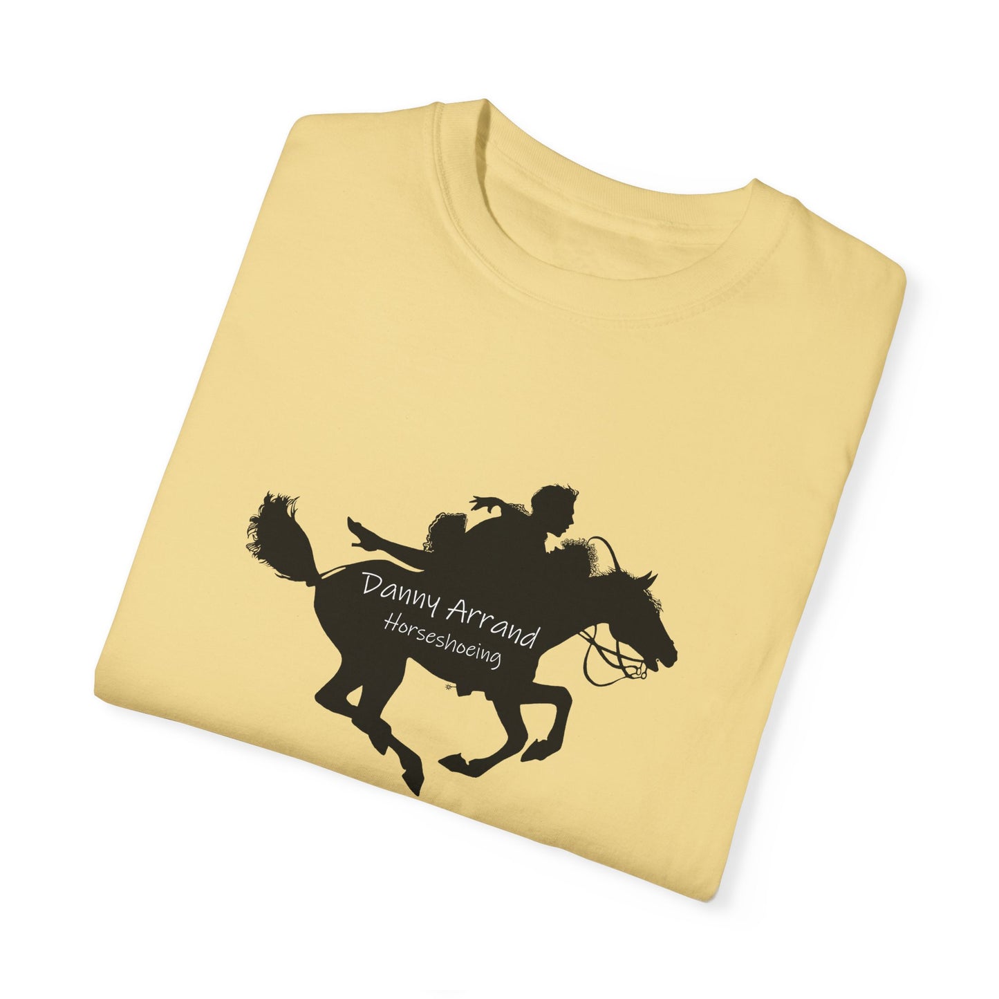 Equestrian Adventure, Runaway couple on a pony - Unisex Garment-Dyed T-Shirt - USA Flag Danny Arrand