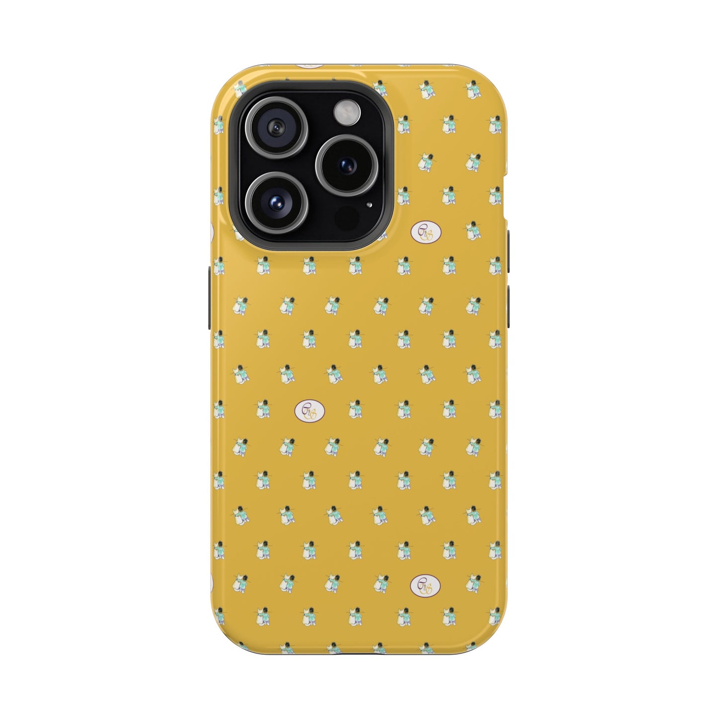 CTS Gold - repeat pattern boy and dog, Impact-Resistant Phone Cases by artist Marie Frederique