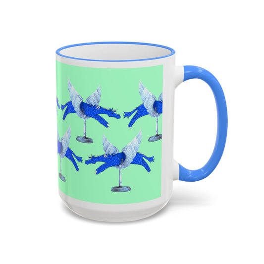 Blue Winged Horse Accent Mug (11oz & 15oz) by artist Marie Frederique
