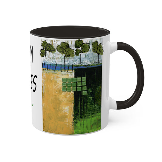 Gum Trees, Colorful Mug, in 4 colors, Red, Black, Light Green and Blue - 11oz by Artist Marie Frederique