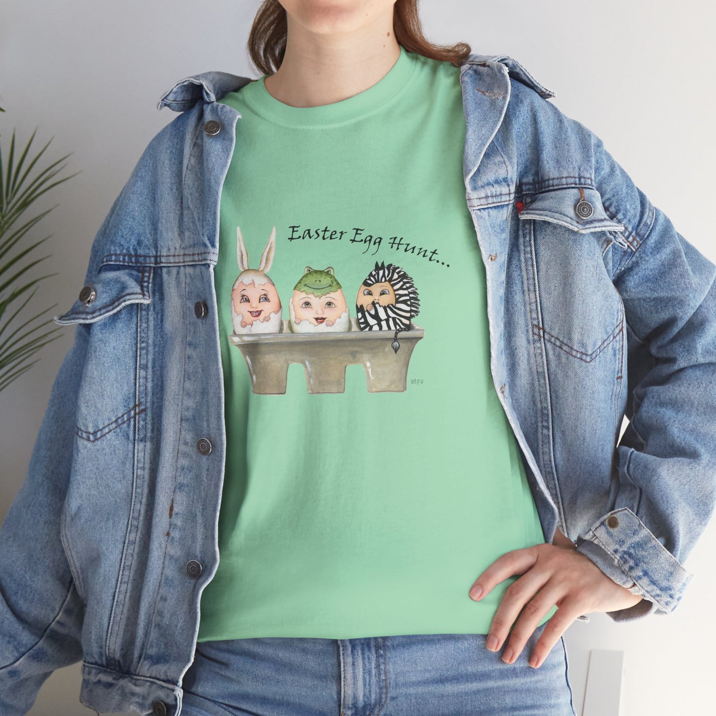 Easter Egg Hunt, Eggs in a crate - Unisex Heavy Cotton Tee by artist Marie Frederique