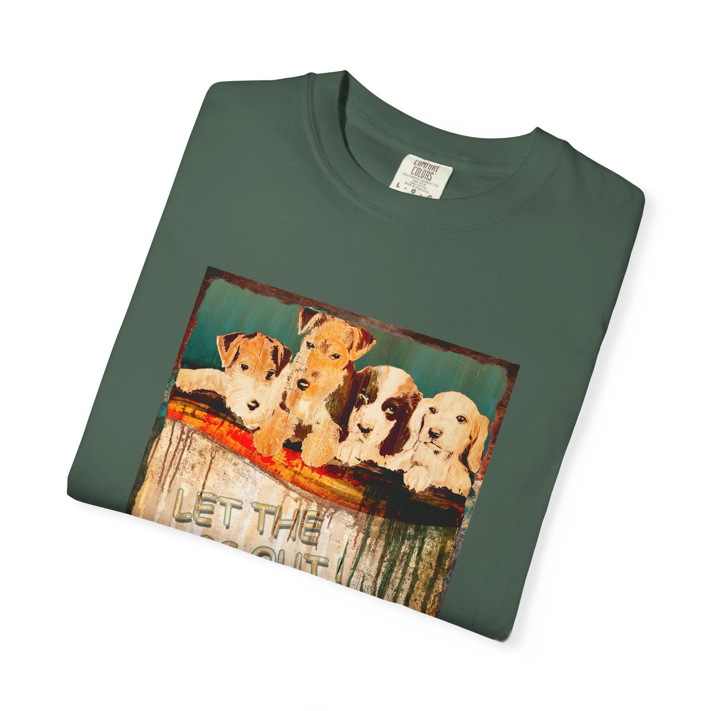 'Let the Dogs Out' Unisex T-Shirt - Fun Retro Pet Lover Tee by artist Marie Frederique