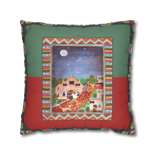 Fiesta Nightscape Faux Suede Pillowcase by artist Marie Frederique