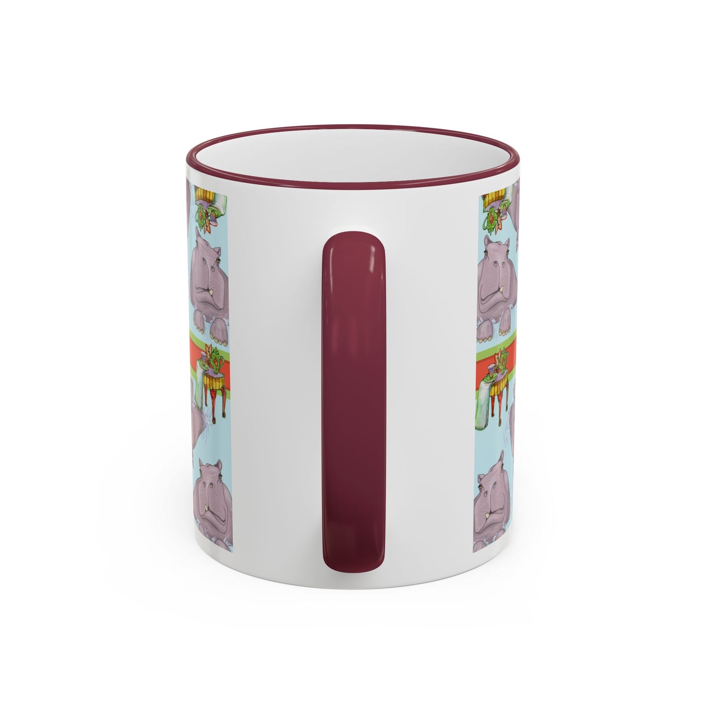 Happy Hippo Pattern Mug — Coffee Tea Mug (11oz, 15oz) by artist Marie Frederique