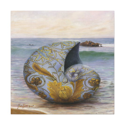 Ocean Tapestry II, Decorative Nautilus Canvas Wall Art – Ornate Shell Beach Print, Matte Stretched 1.25" by artist Marie Frederique