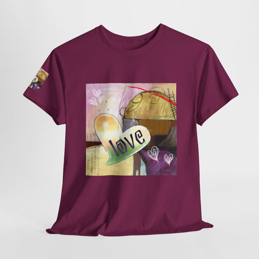 Love Heart Abstract, Unisex Heavy Cotton Tee by artist Marie Frederique