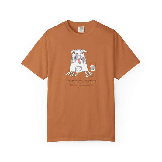 Cow lovers, LIMIT IS BRIEF! Tell that to my udders... T-shirt by artist Marie Frederique