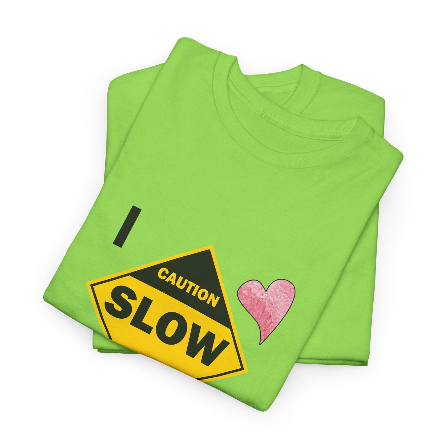 Slow, Caution - I love my cat, Tee Unisex Heavy Cotton Tee by artist Marie Frederique