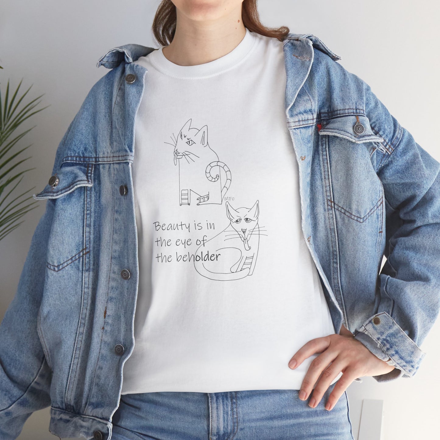 Cat Lovers, "Beauty is in the eye of the beholder" - Unisex Heavy Cotton Tee by artist Marie Frederique