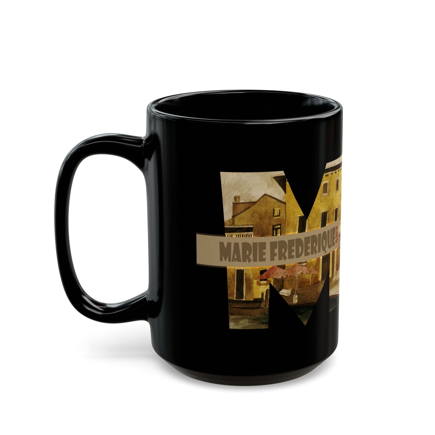 MF ART, Italian Celebration - Black Mug (11oz, 15oz) by artist Marie Frederique