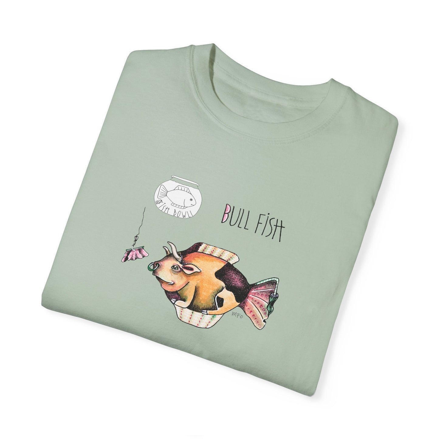 FISHBOWL, Bull Fish - Unisex Garment-Dyed T-shirt by artist Marie Frederique