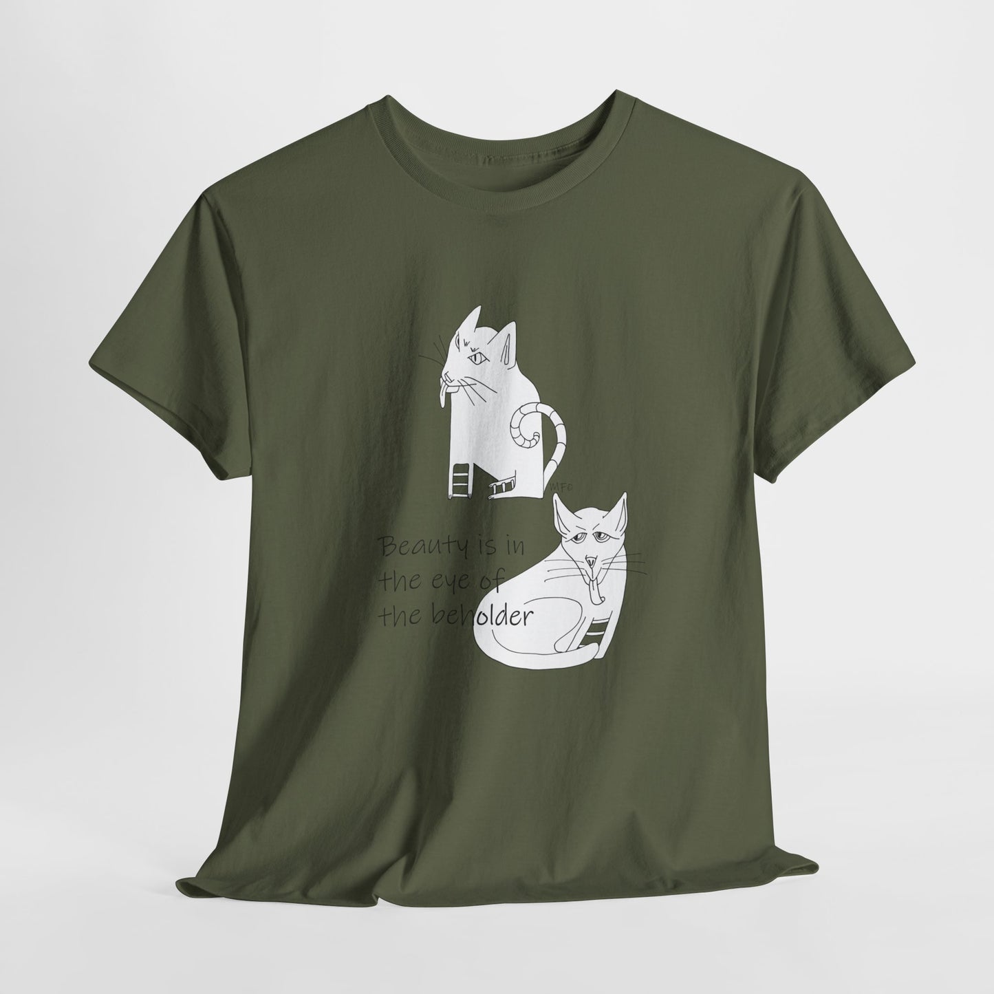 Cat Lovers, "Beauty is in the eye of the beholder" - Unisex Heavy Cotton Tee by artist Marie Frederique