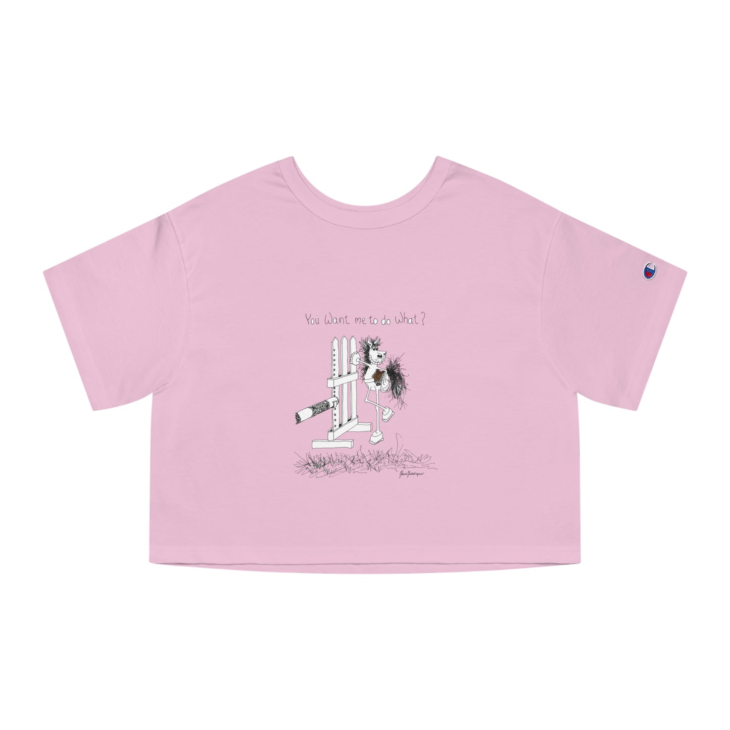 You want me to do what? A horse's point of view - Equestrian cropped T-shirt by Artist Marie Frederique