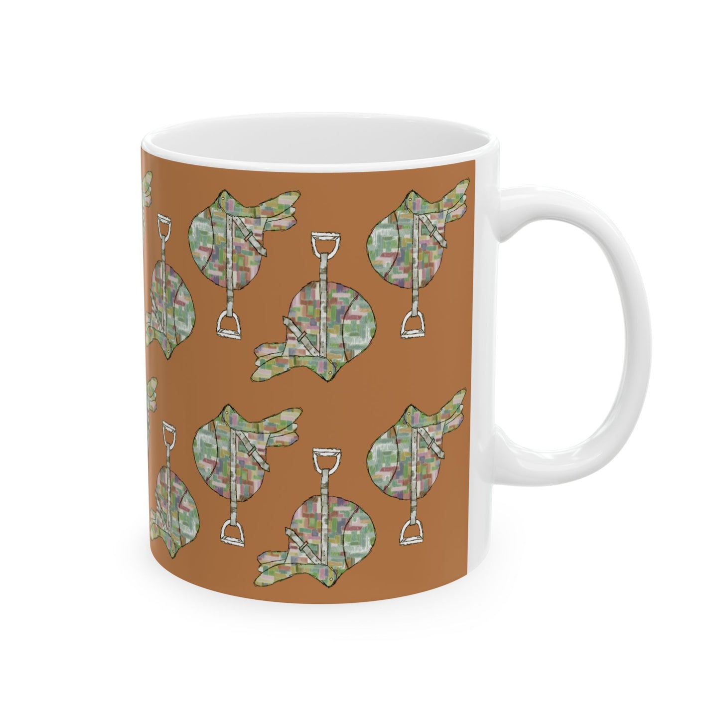 Equestrian Saddle pattern Ceramic Mug (11oz/15oz) by artist Marie Frederique