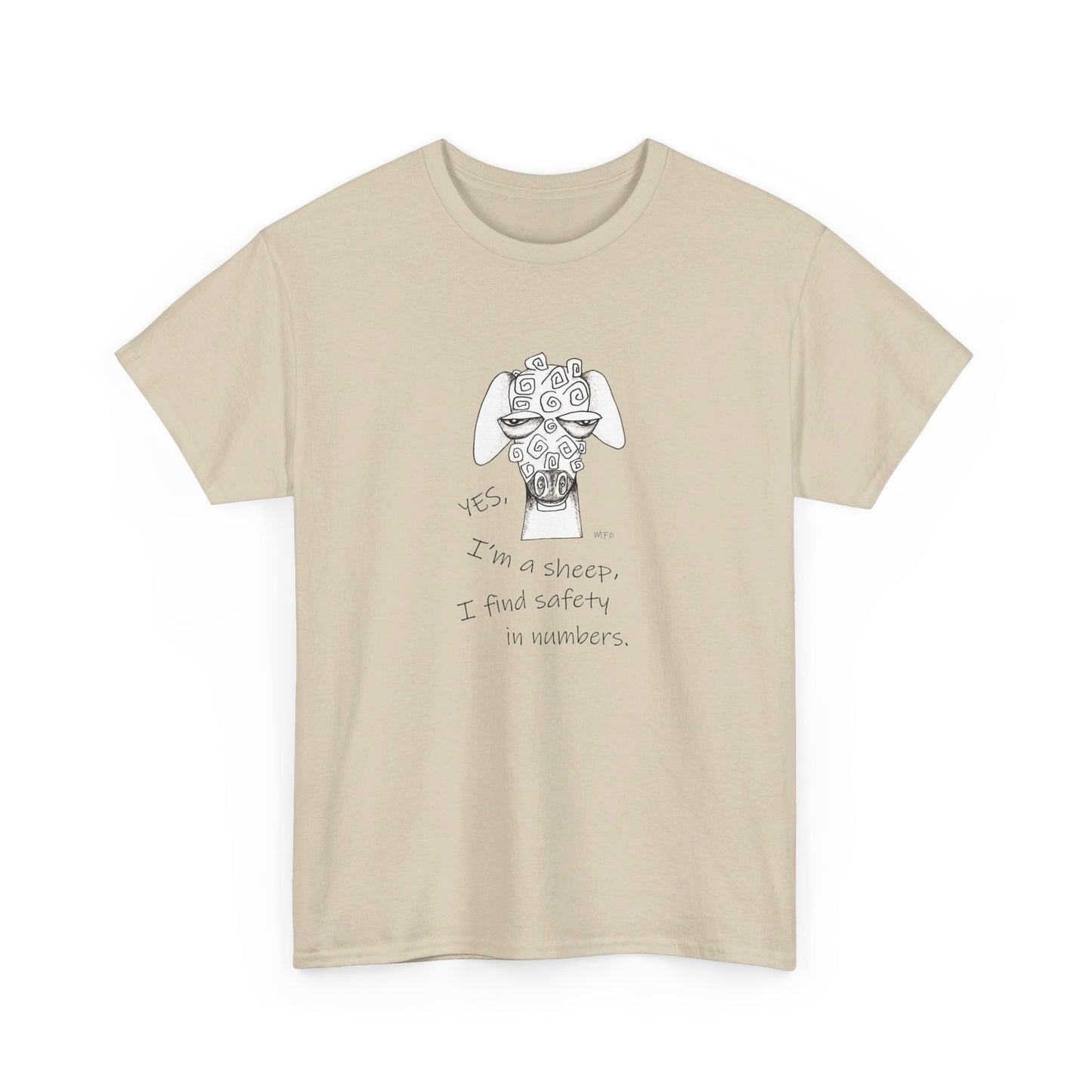 Sheep Lovers - Safety in Numbers. Unisex Heavy Cotton Tee by artist Marie Frederique