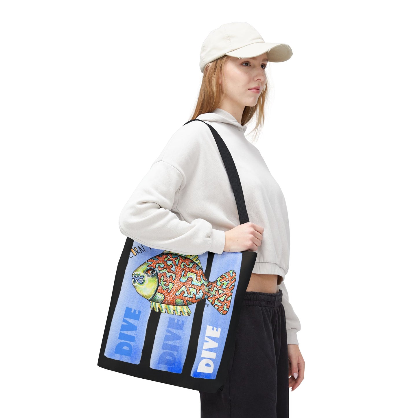 Scuba Dive Fish Tote Bag by artist Marie Frederique