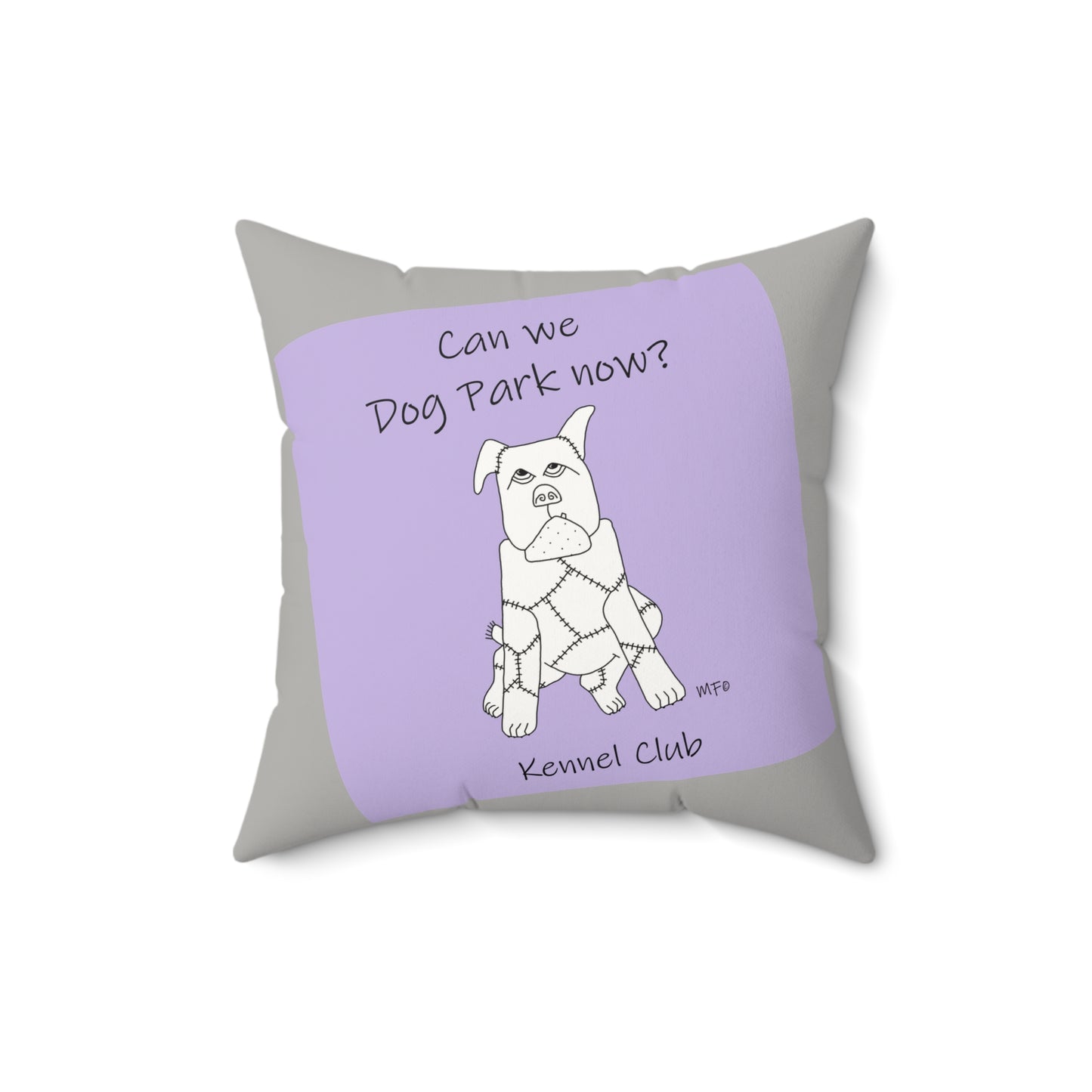 Dog Park, Faux Suede Pillow - Perfect for Dog Owners by artist Marie Frederique