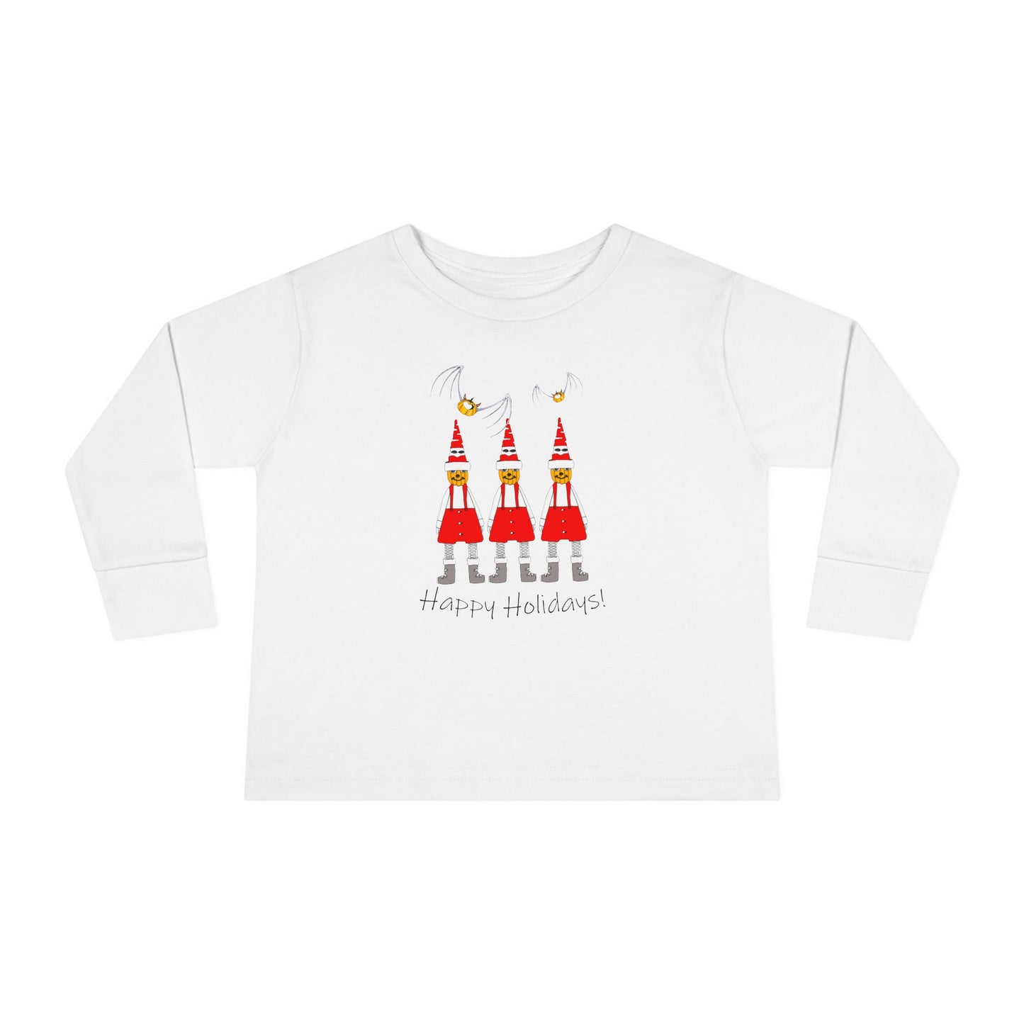 Holiday Pumpkin Santas - Toddler Long Sleeve Tee by artist Marie Frederique