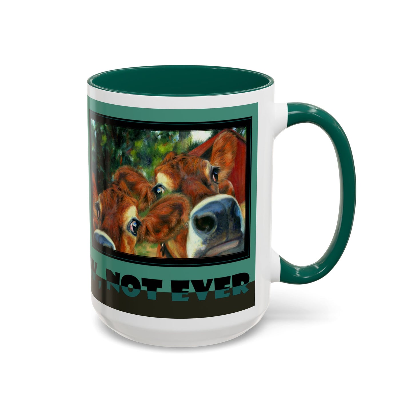 Funny Cow "NOPE, NOT NOW, NOT EVER" Mug Udderly Delicious Coffee Cup for Moochachos by artist Marie Frederique