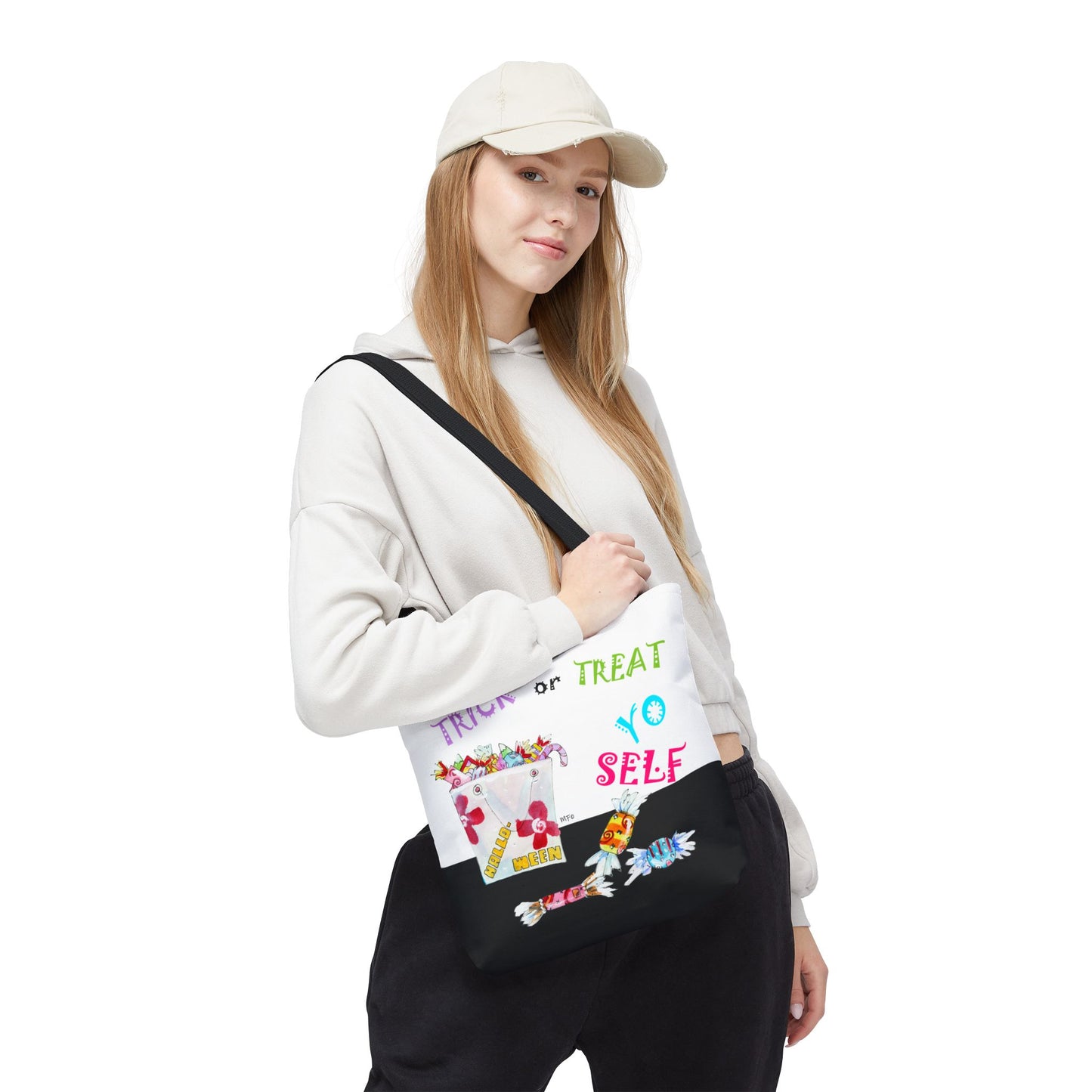 Halloween "Trick or Treat Yo Self" - Tote Bag by artist Marie Frederique