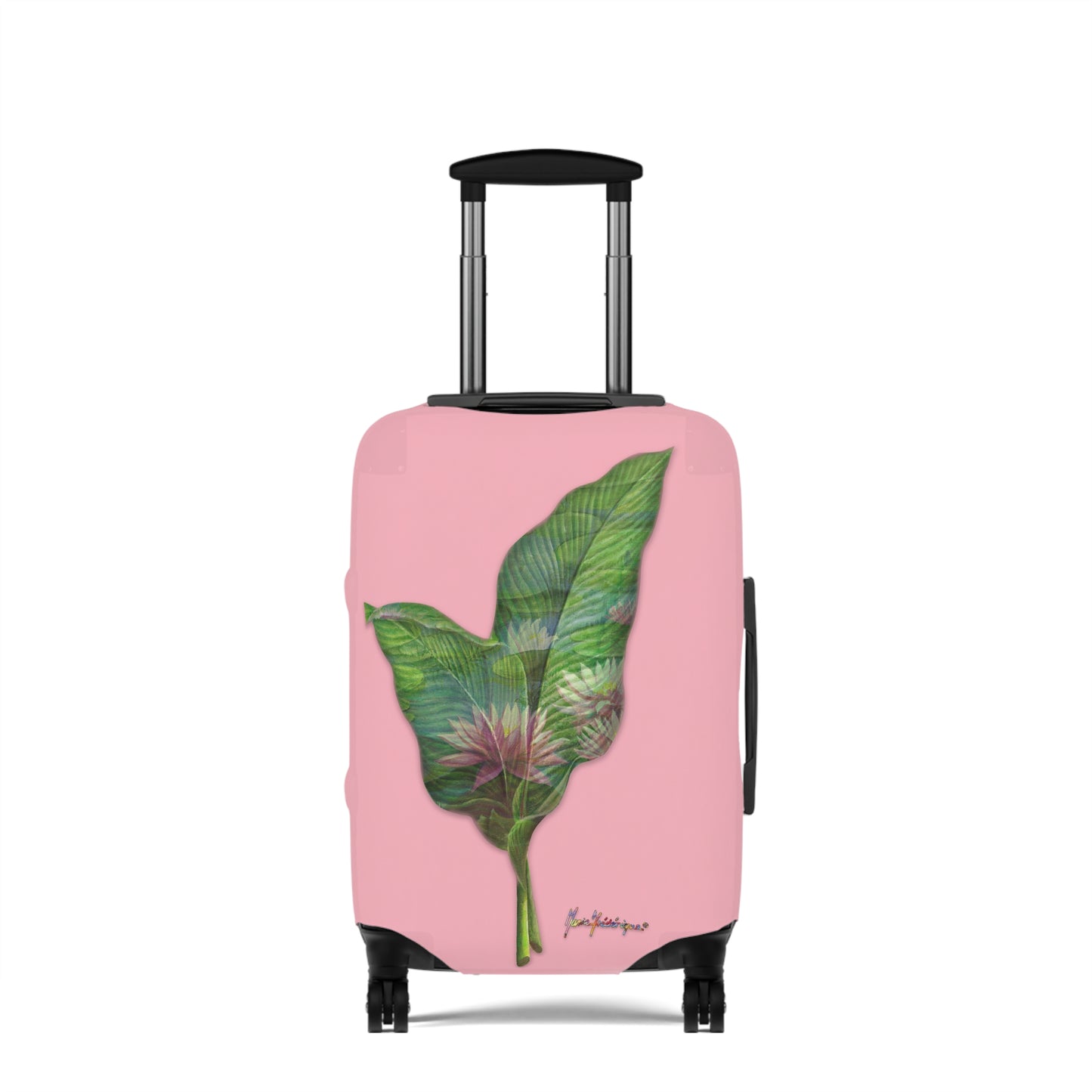 Luggage Cover, Pink lotus flower on pink background by artist Marie Frederique