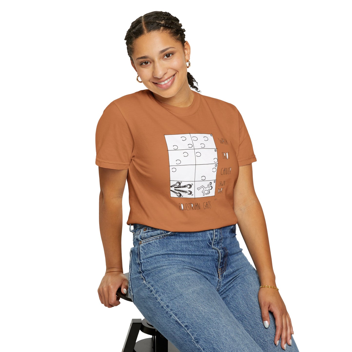 Equestrian Lawndart, Gaits Humor - Unisex Garment-Dyed T-shirt by artist Marie Frederique