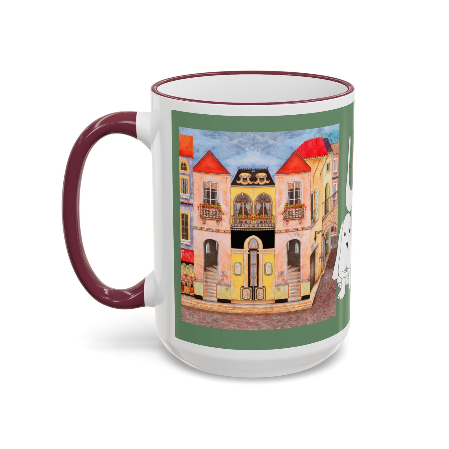 Chefetteville, Cute Dog Duo Mug — Whimsical Pet Art Coffee Cup (11oz/15oz) by artist Marie Frederique