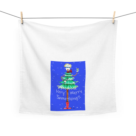 Christmas Tea Towel - Very Merry Something? by artist Marie Frederique