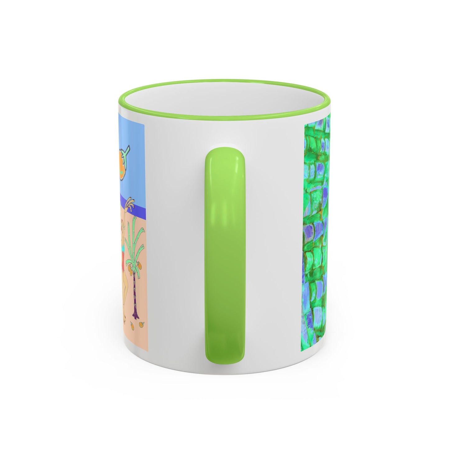 Tropical Beach Pattern Accent Rim Mug (11oz/15oz) by artist Marie Frederique