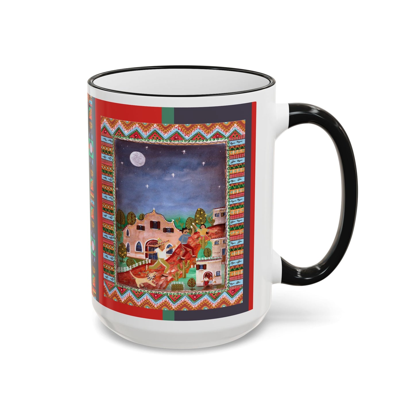 Colorful Southwestern Desert Illustration — 11oz/15oz Ceramic Coffee Cup by artist Marie Frederique