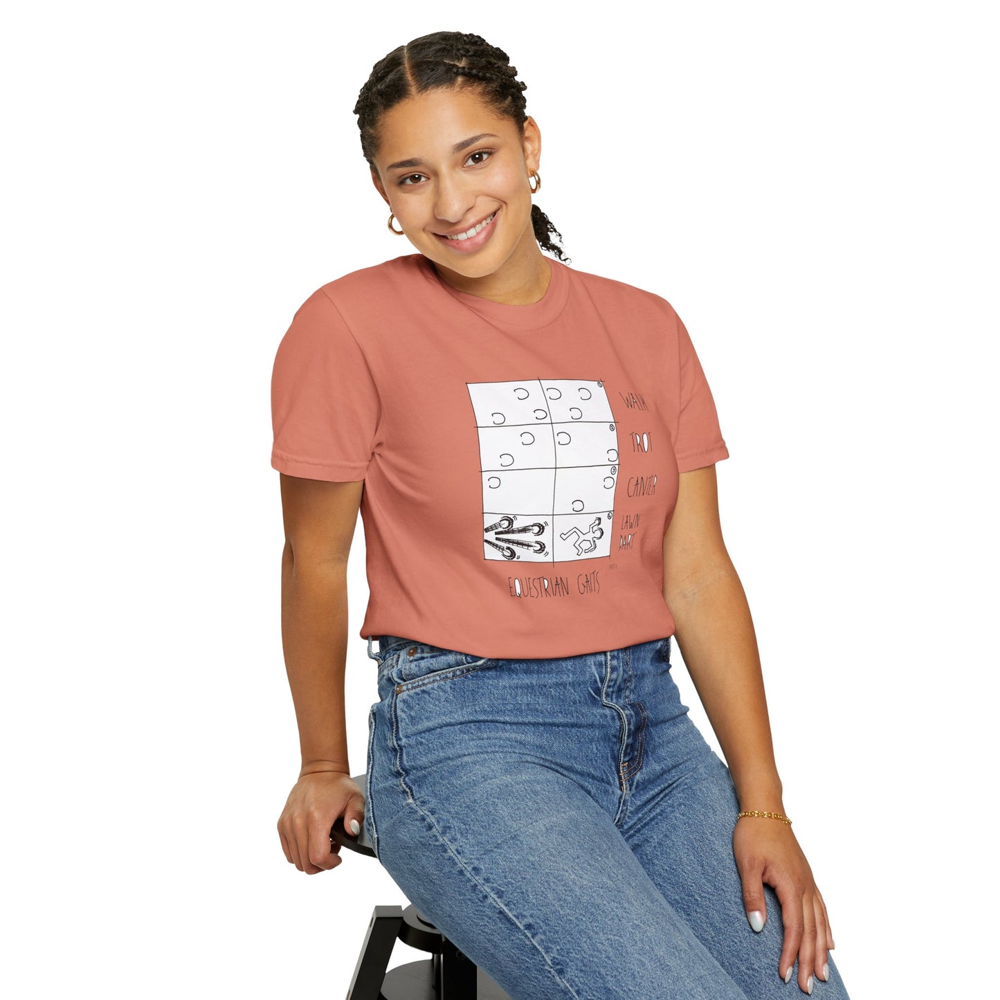Equestrian Lawndart, Gaits Humor - Unisex Garment-Dyed T-shirt by artist Marie Frederique