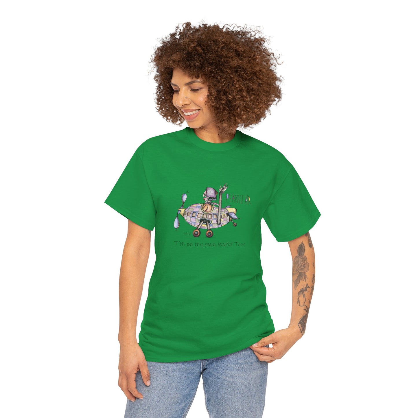 PEANUT AIR, I'm on my own World Tour! - Unisex Heavy Cotton Tee by Marie Frederique art in 5 colors (S - 5XL)