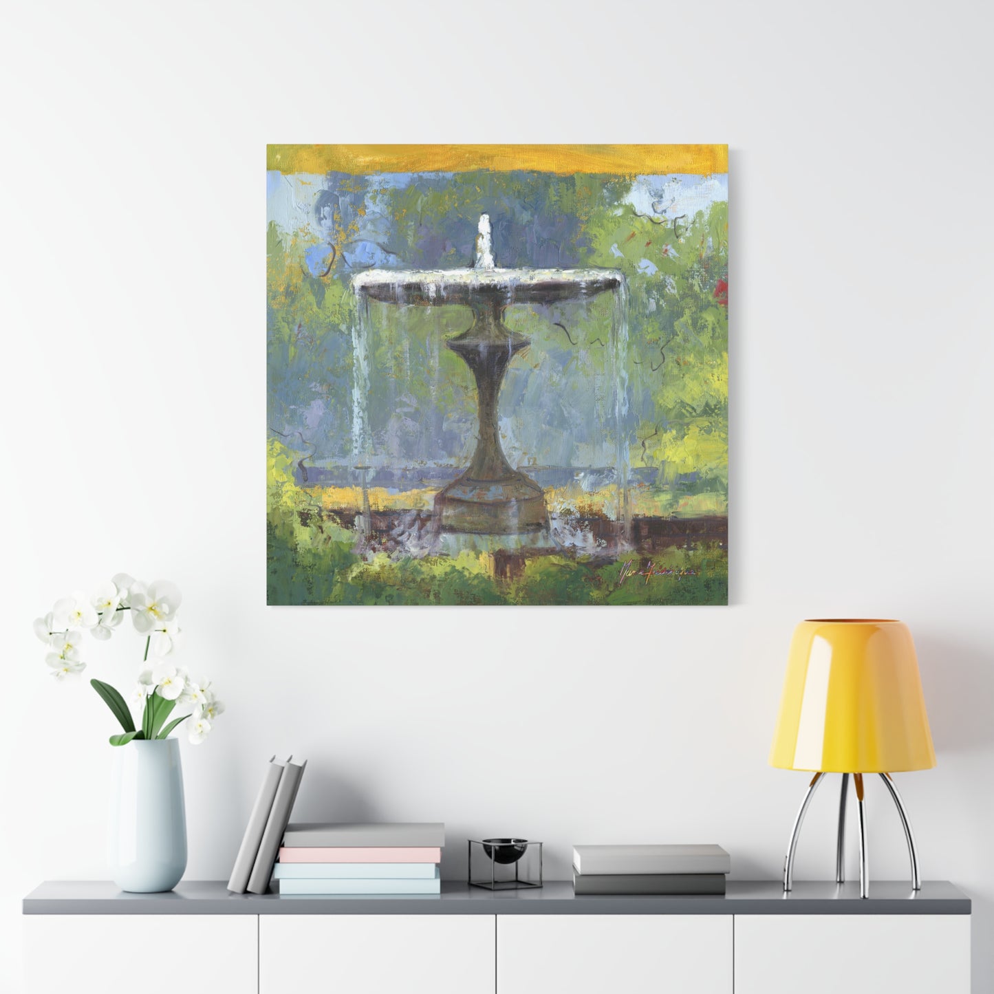 Fountain in the garden, Canvas art print by artist Marie Frederique