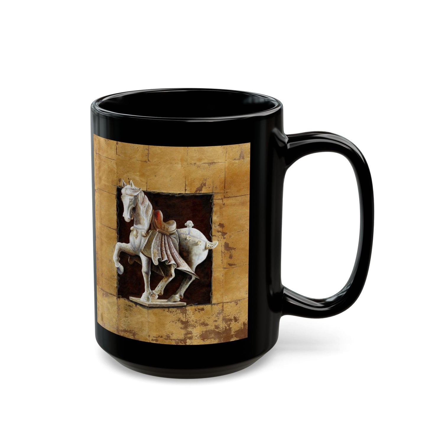 CTS Collection - Asian horse 1, Black Mug (11oz, 15oz) By Artist Marie Frederique