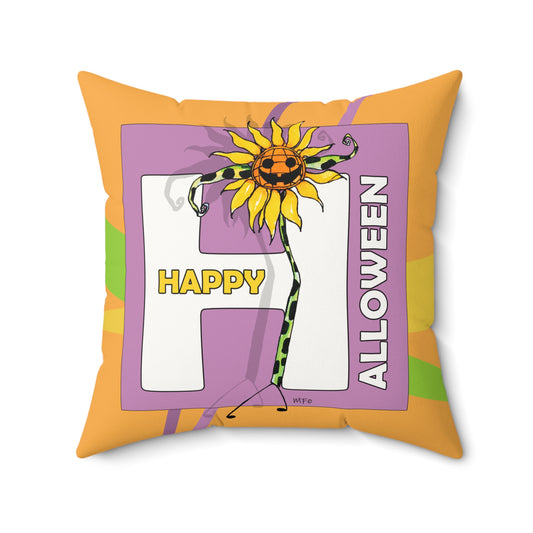 Happy Halloween H - Faux Suede Pillow by artist Marie Frederique