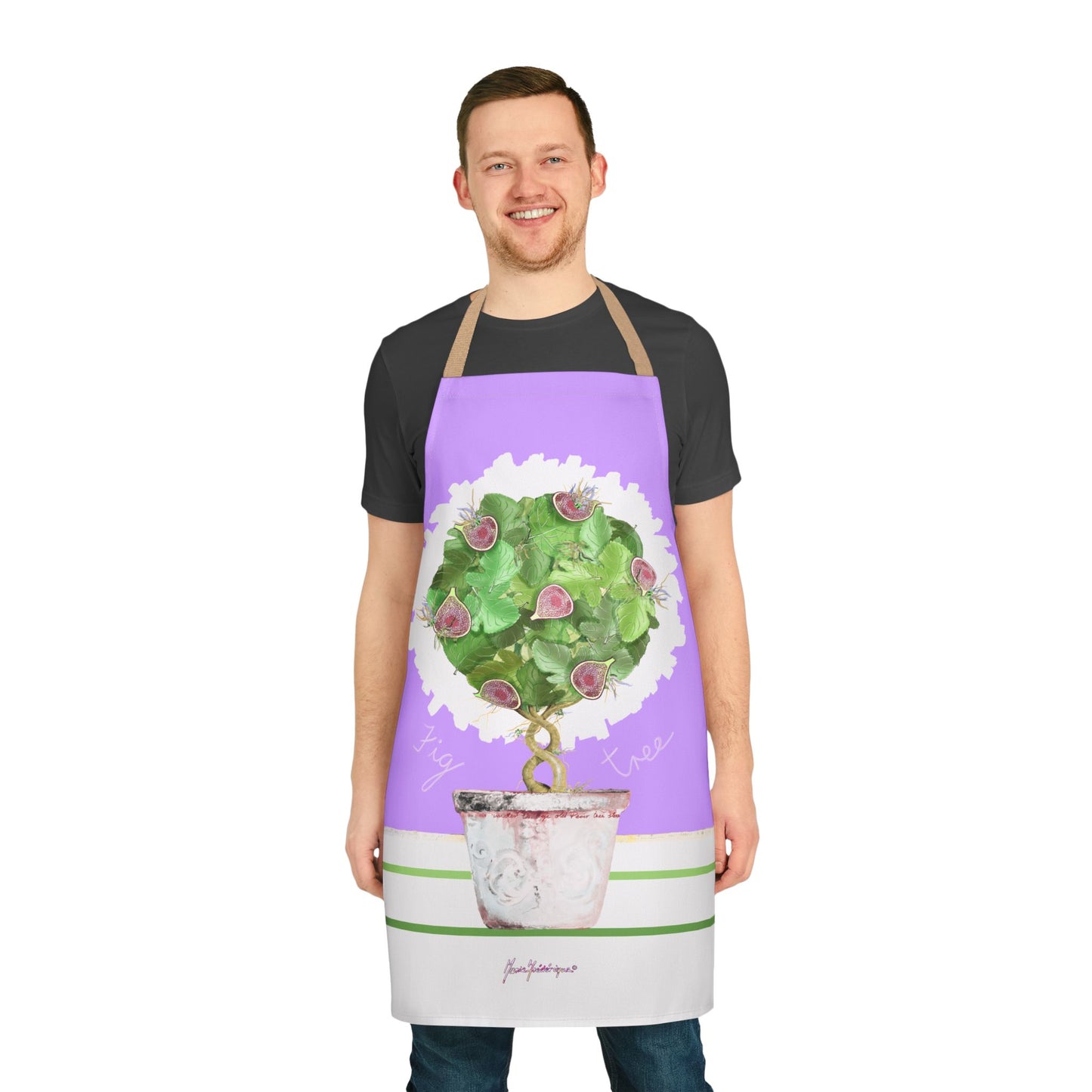 Fiig Topiary Apron — Lavender Kitchen Gardening Gift by artist Marie Frederique