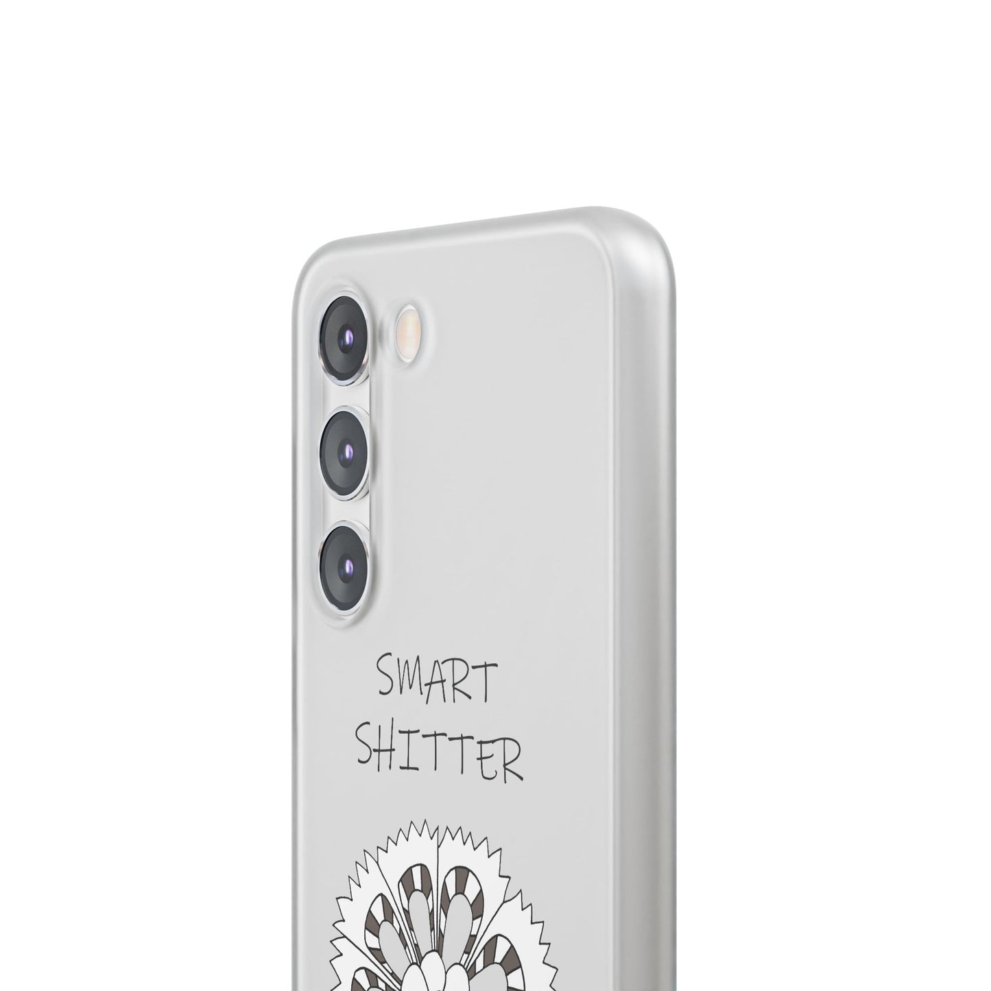 SMART SHITTER, with a Mandala Flower in black and white, Adult Humor phone case - Flexi Cases by artist Marie Frederique