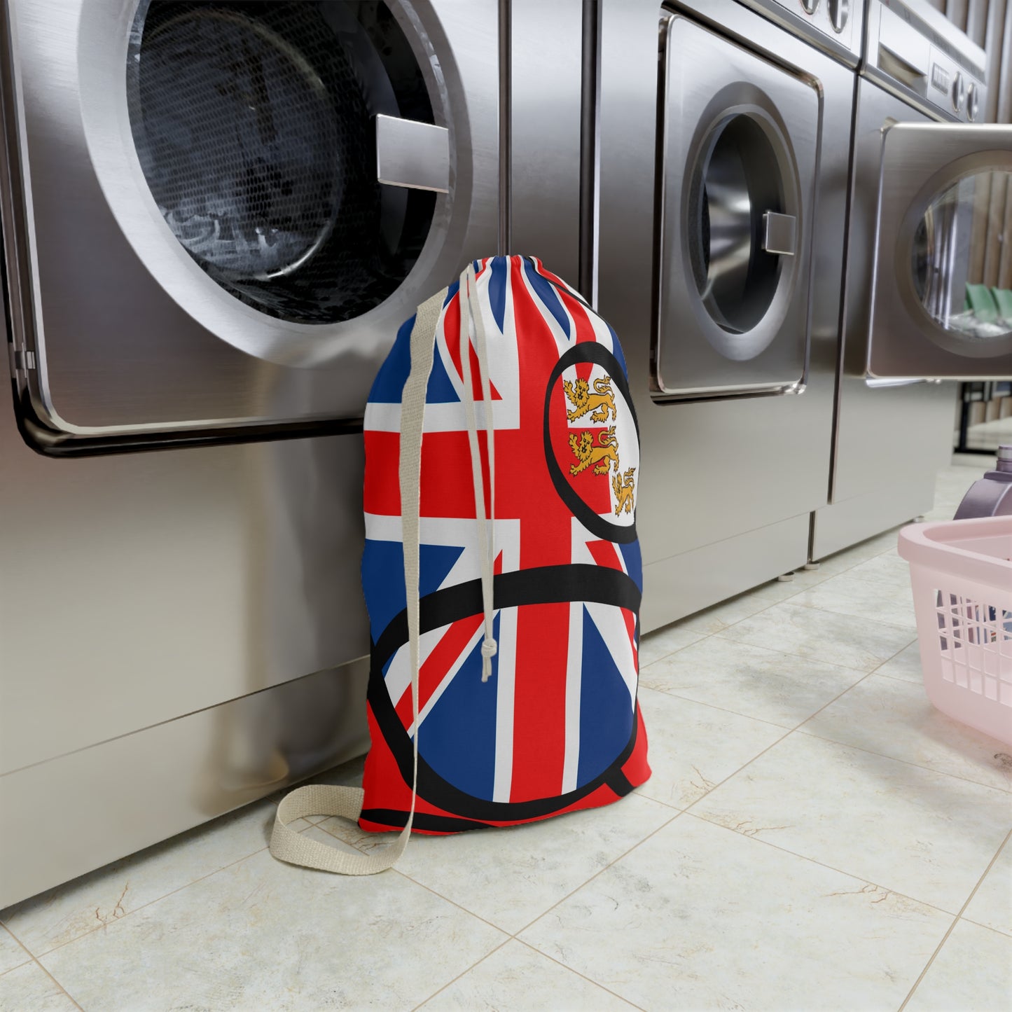 Union Jack Laundry Bag with 3 Lions - by artist Marie Frederique