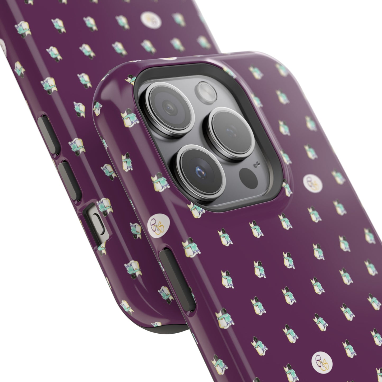 CTS Purple - repeat pattern boy and dog, Impact-Resistant Phone Cases by artist Marie Frederique