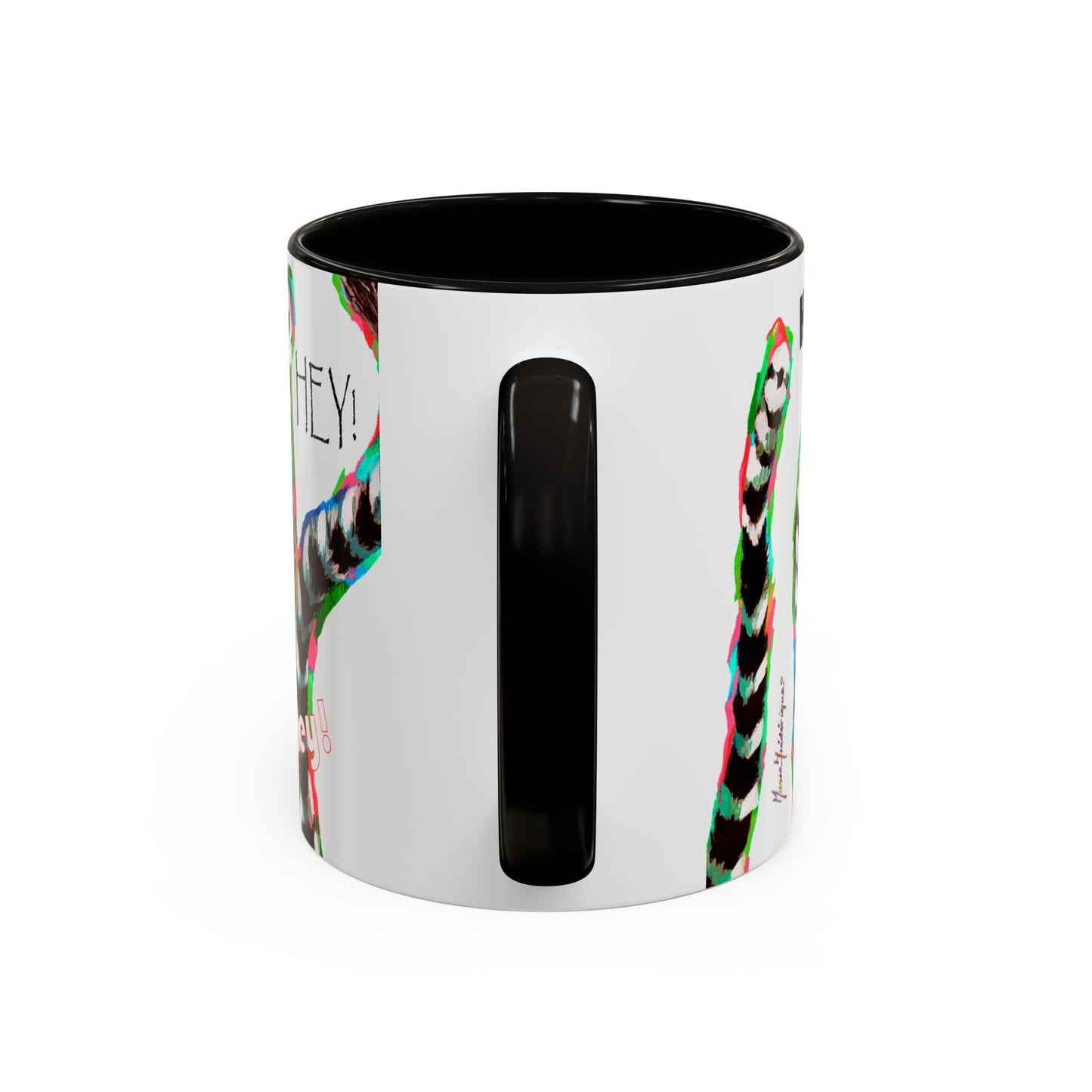 Lemurs from Madagascar scrambling to say "Hey!" - Colorful Mug by Artist Marie Frederique