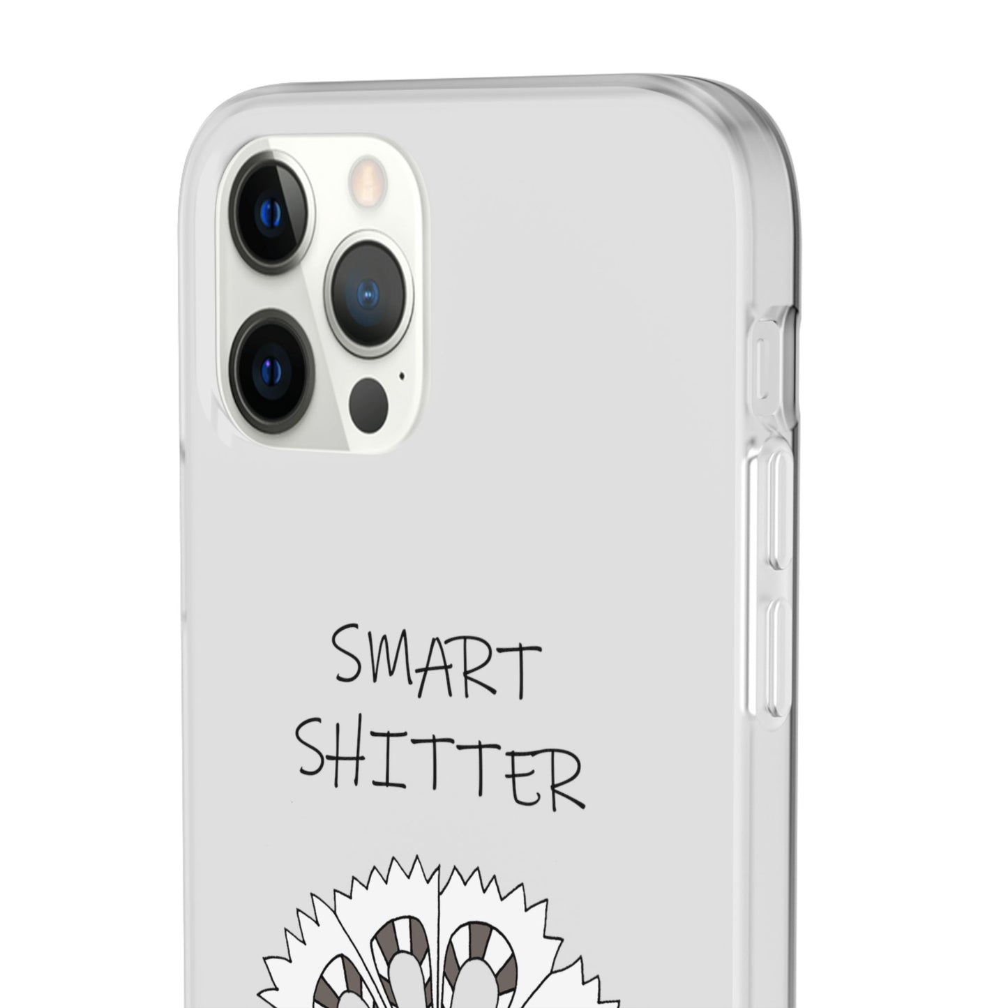 SMART SHITTER, with a Mandala Flower in black and white, Adult Humor phone case - Flexi Cases by artist Marie Frederique