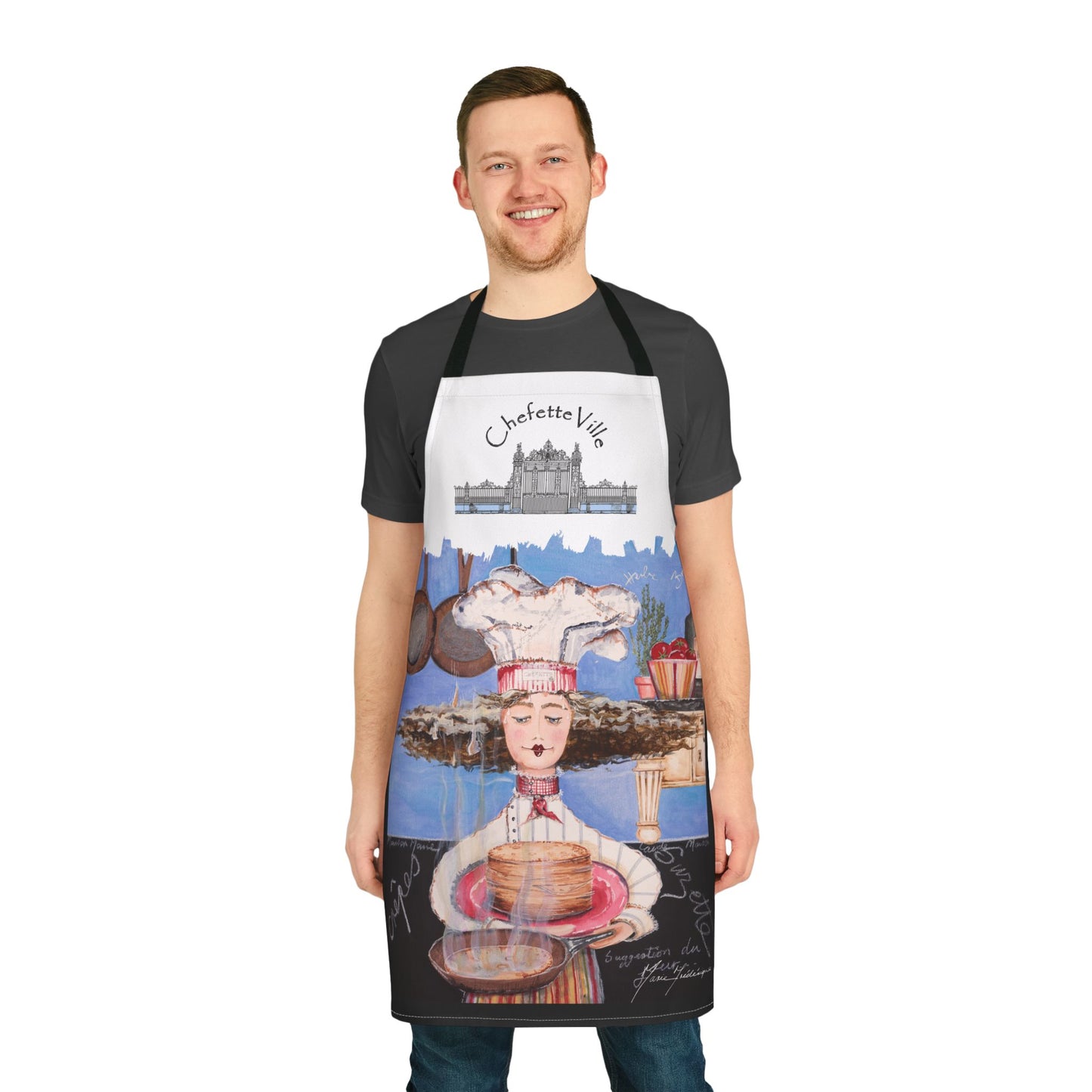 Chef Apron — Crepes Suzette Bistro Apron with 'ChefetteVille' Design