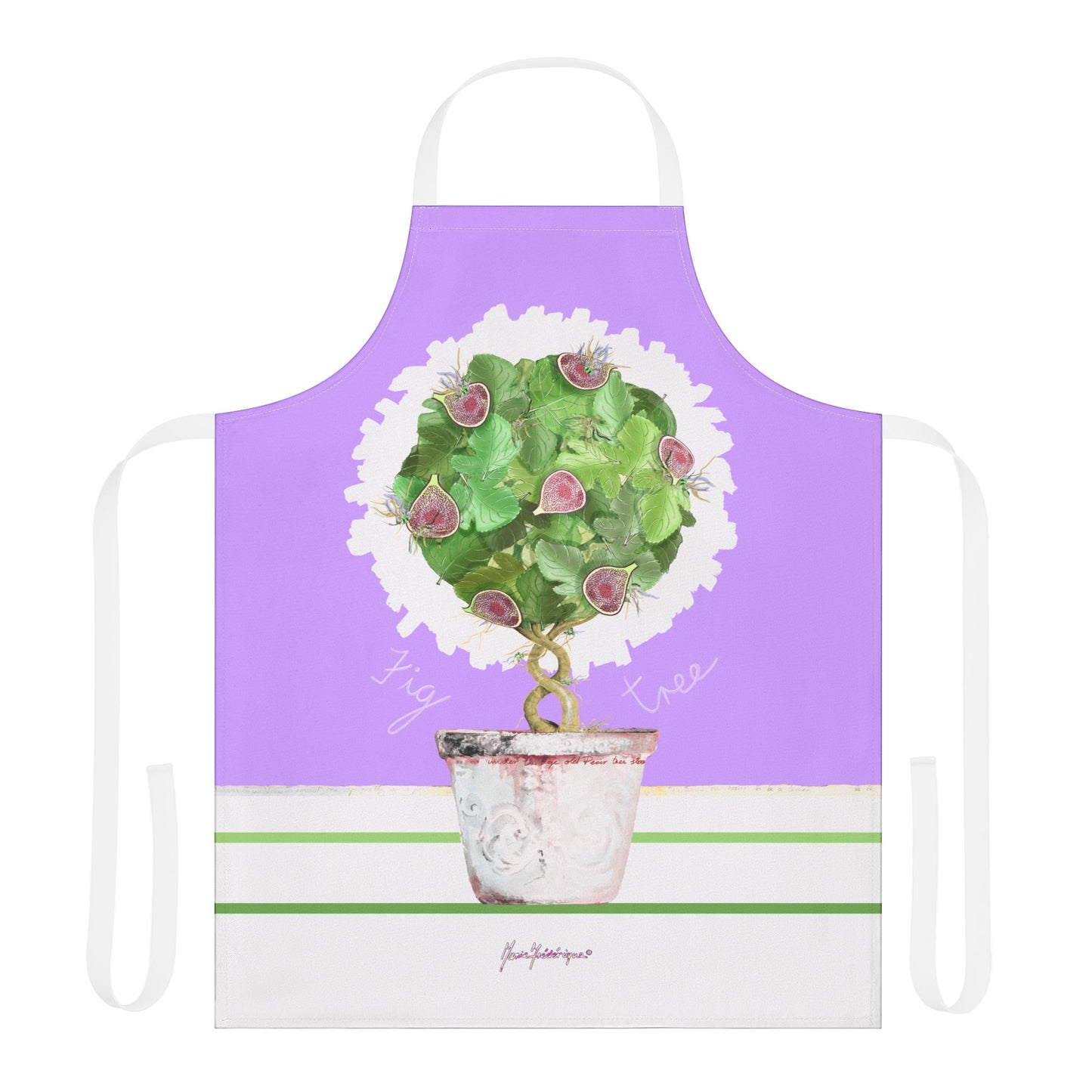 Fiig Topiary Apron — Lavender Kitchen Gardening Gift by artist Marie Frederique