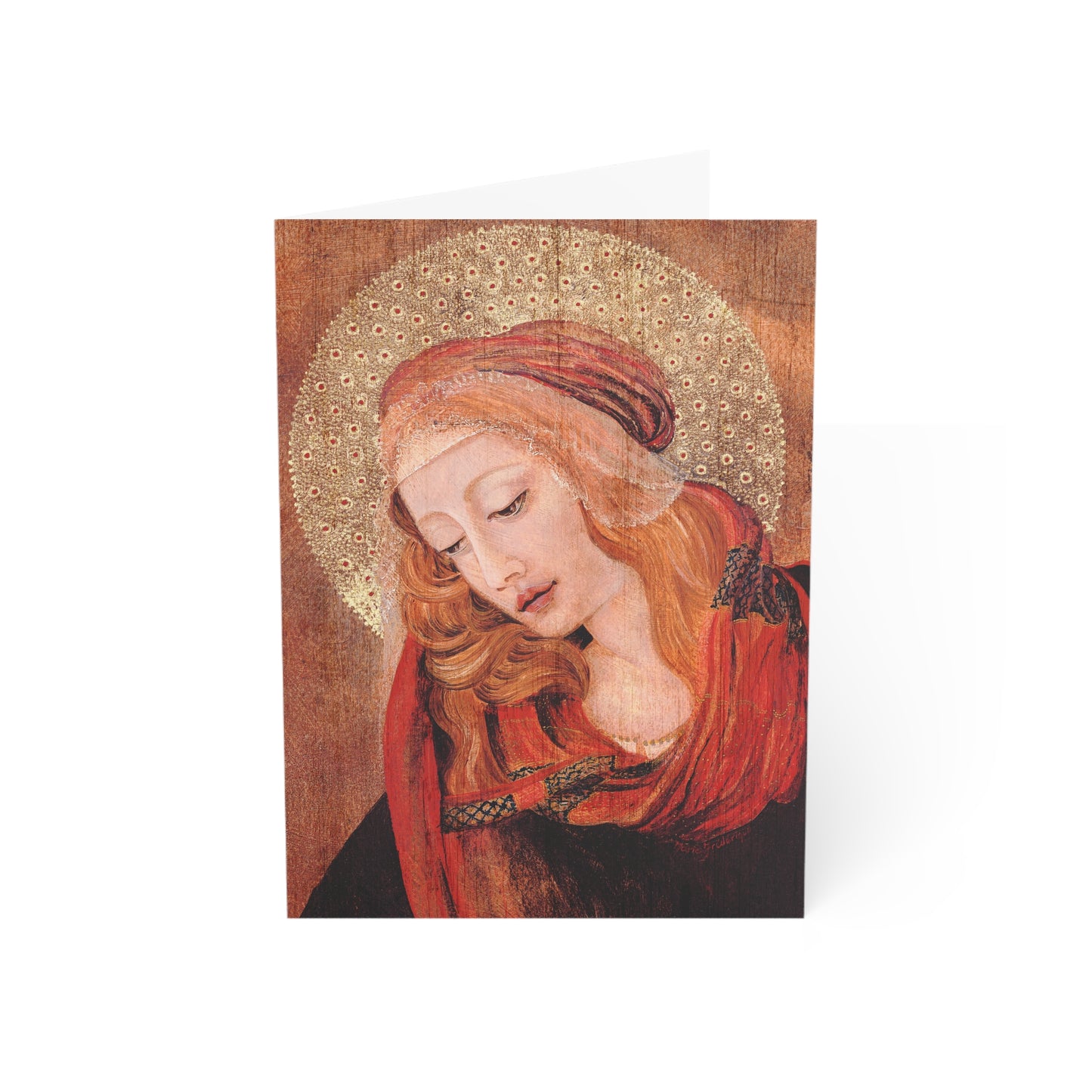 Madonna Icon blank inside Greeting Cards in reds, browns and gold (1, 10, 30, and 50pcs) by Artist Marie Frederique