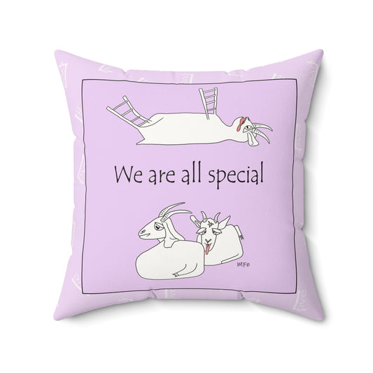 Whimsical Goat Pillow, We Are All Special by artist Marie Frederique              Unique Gift for Animal Lovers, Pastel Room Accent